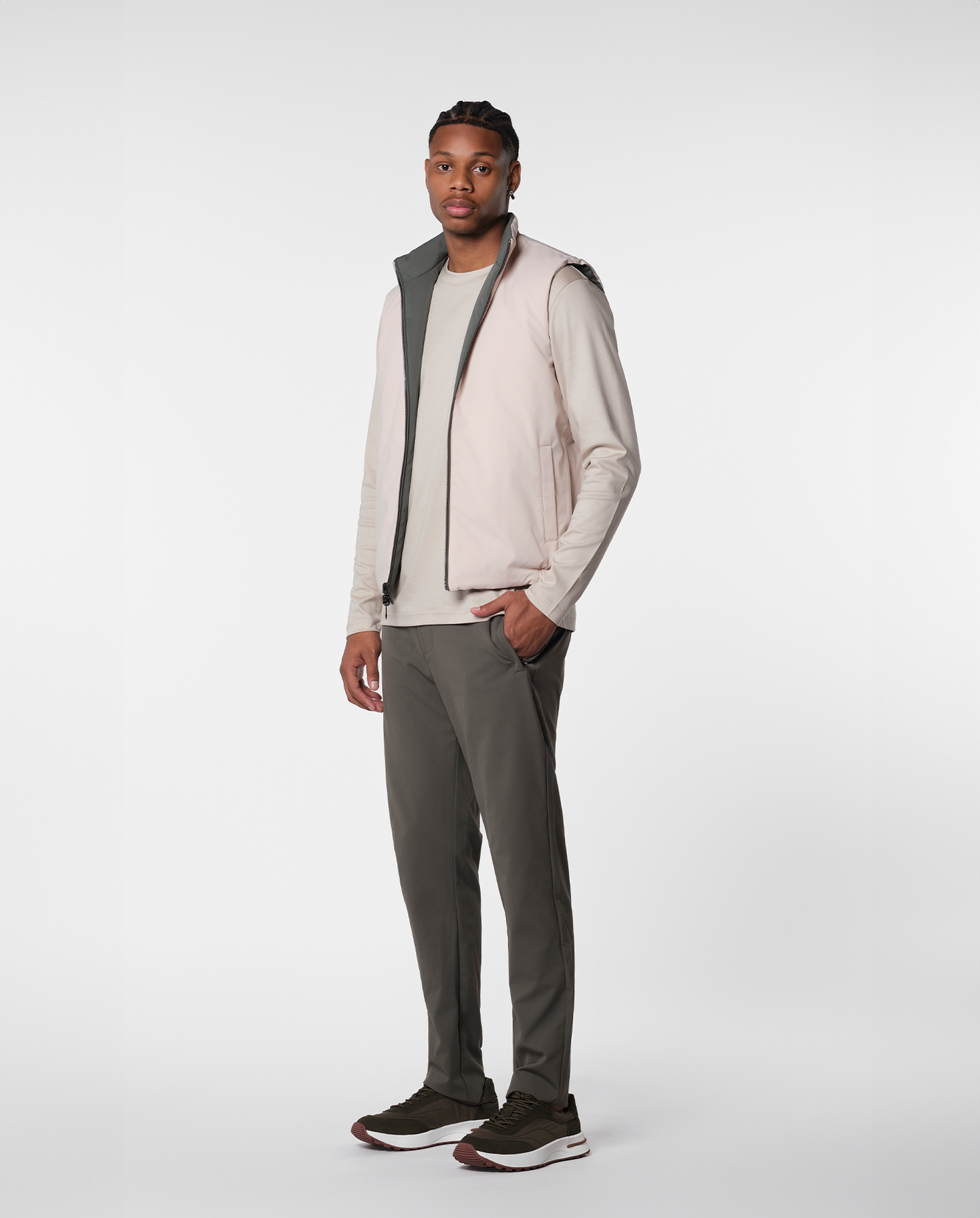 Convertible vest – green/beige