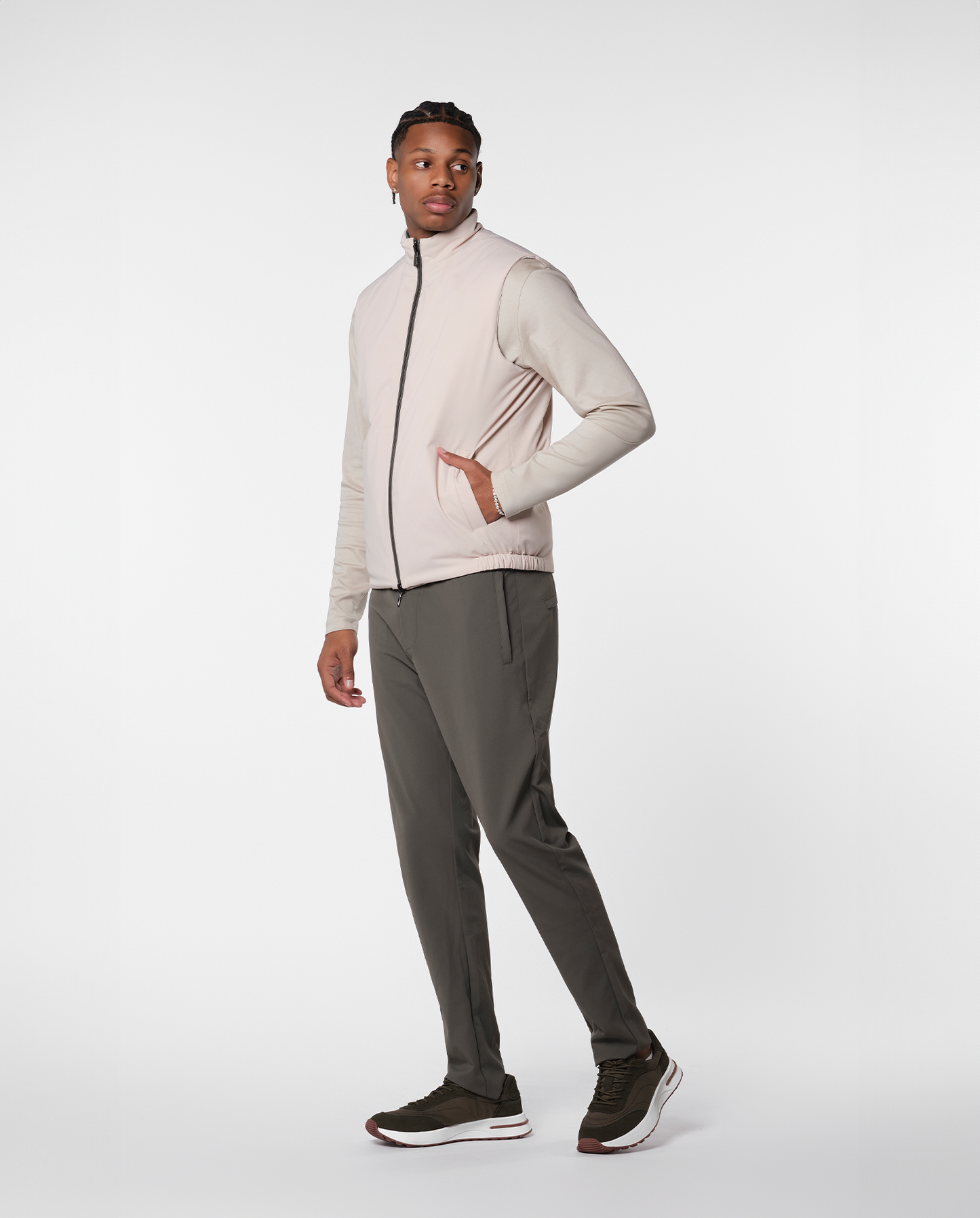 Convertible vest – green/beige