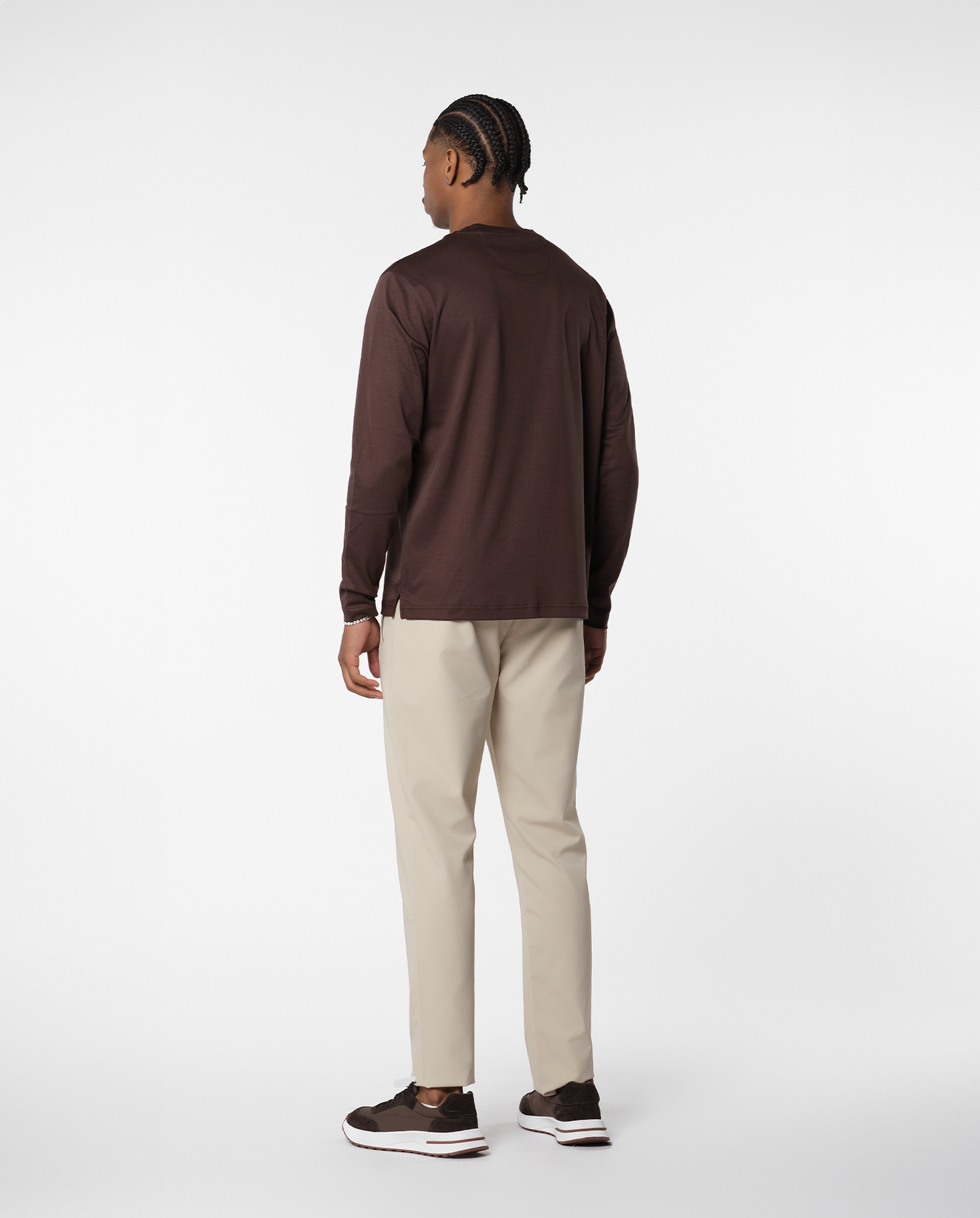 LYXIG LACE SIDED T-SHIRT - BROWN
