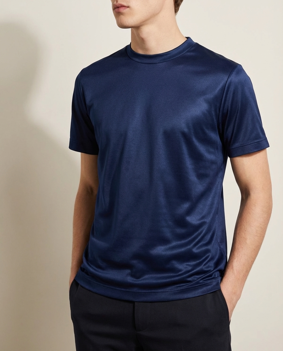 Glossy T-shirt with round sleeves