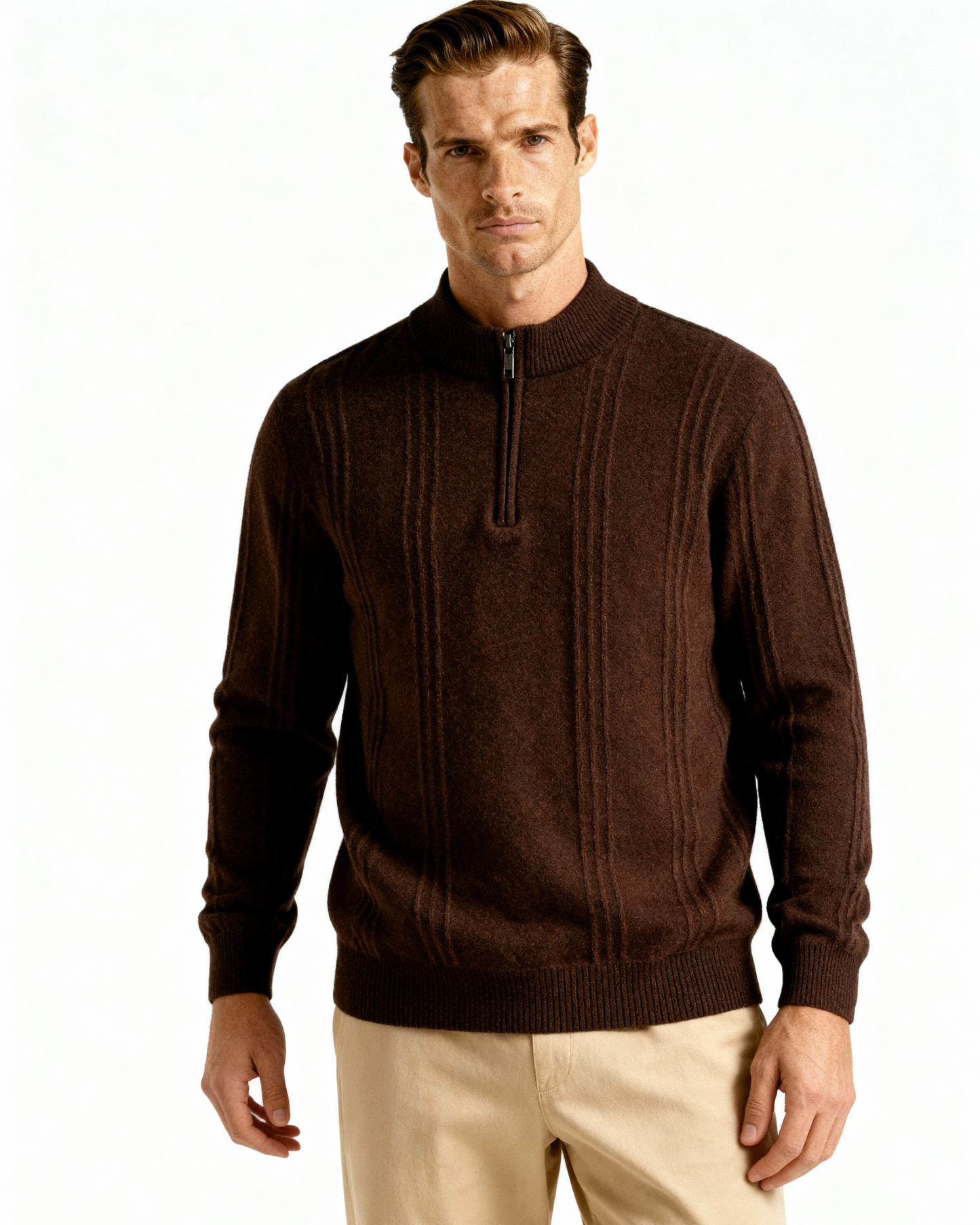 100% rib knit with half zip