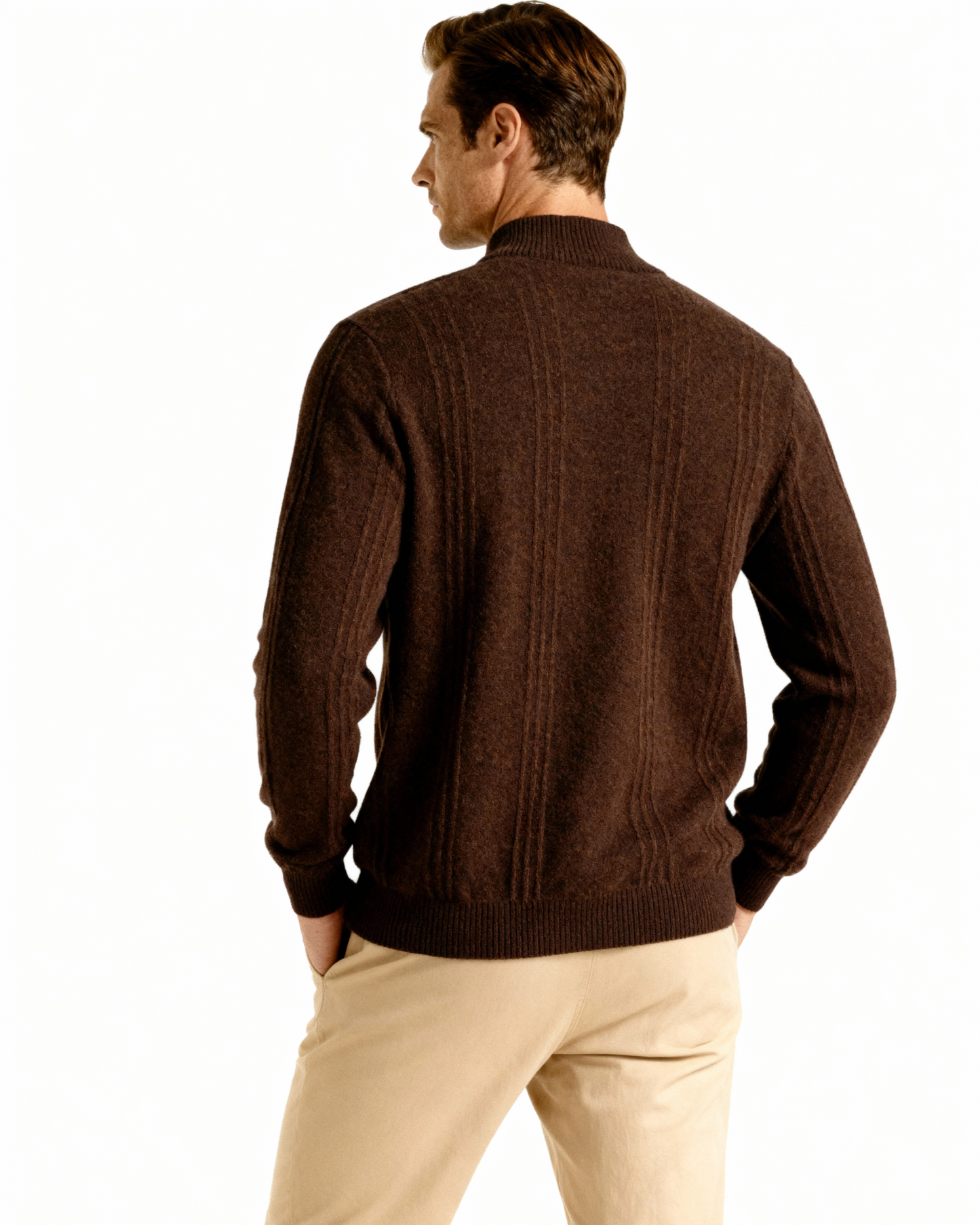 100% rib knit with half zip